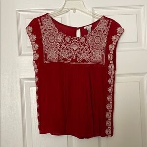 Forever 21 Embroidered Red Women's Top